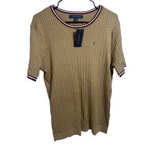 Tommy Hilfiger Short Sleeve Cable Knit Sweater Beige XL